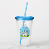 Schapenvrienden en vlinders cartoon acryl drinkbeker (Achterkant)