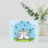 Schapenvrienden en vlinders cartoon briefkaart (Staand voorkant)
