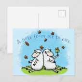 Schapenvrienden en vlinders cartoon briefkaart (Voorkant / Achterkant)