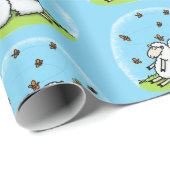 Schapenvrienden en vlinders cartoon cadeaupapier (Rol Hoek)