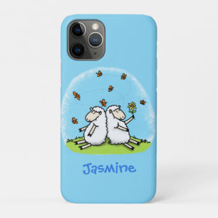 Schapenvrienden en vlinders cartoon Case-Mate iPhone case
