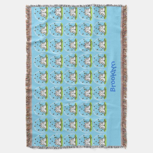 Schapenvrienden en vlinders cartoon deken (Voorkant Verticaal)