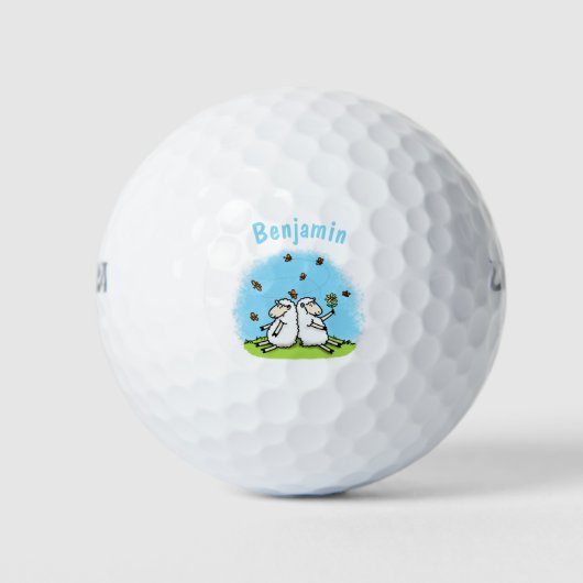 Schapenvrienden en vlinders cartoon golfballen (Voorkant)