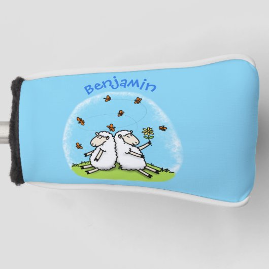 Schapenvrienden en vlinders cartoon golfheadcover (Voorkant)