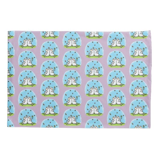 Schapenvrienden en vlinders cartoon kussensloop (Achterkant)