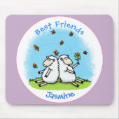 Schapenvrienden en vlinders cartoon muismat (Voorkant)