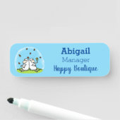 Schapenvrienden en vlinders cartoon naamplaatje (In situ)