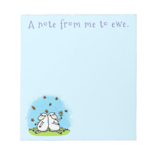 Schapenvrienden en vlinders cartoon notitieblok