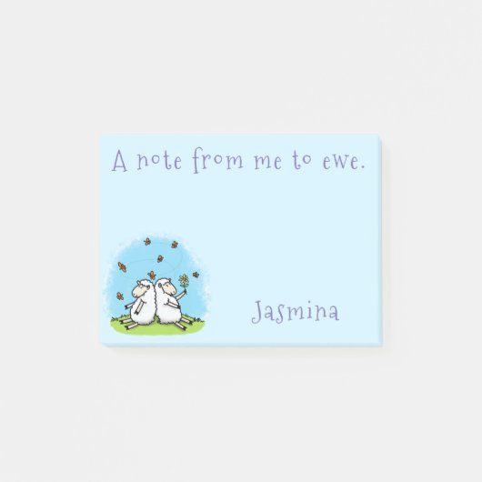 Schapenvrienden en vlinders cartoon post-it® notes (Voorkant)