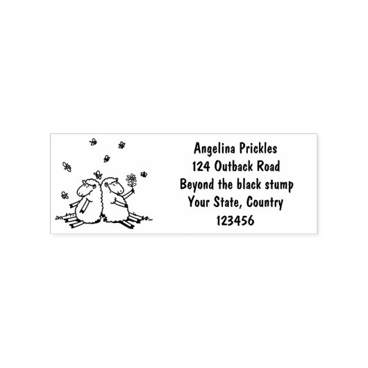 Schapenvrienden en vlinders cartoon rubberstempel (Afrduk)