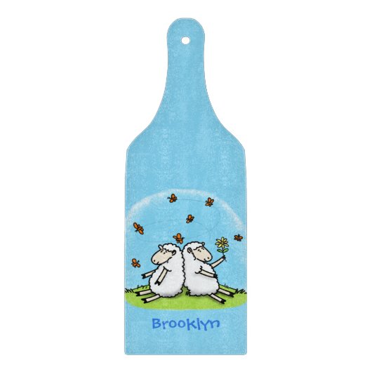 Schapenvrienden en vlinders cartoon snijplank (Voorkant)