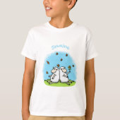 Schapenvrienden en vlinders cartoon t-shirt (Voorkant)