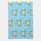 Schapenvrienden en vlinders cartoon theedoek (Verticaal)