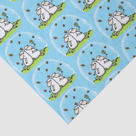 Schapenvrienden en vlinders cartoon tissuepapier (Detail)