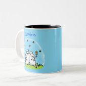 Schapenvrienden en vlinders cartoon tweekleurige koffiemok (Voorkant links)