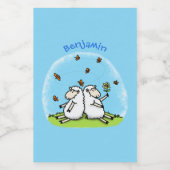 Schapenvrienden en vlinders cartoon voedselcontainer etiket (Enkel label)