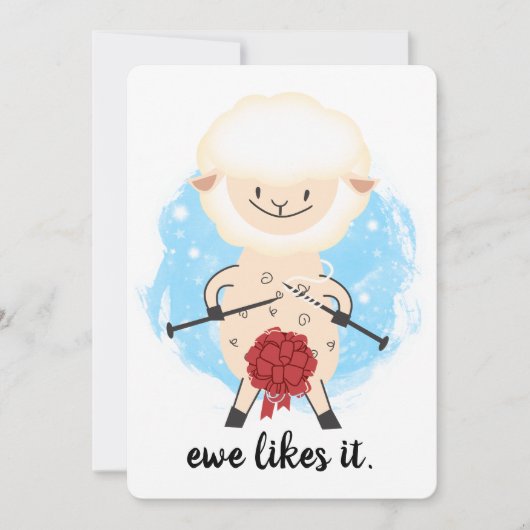 Schapenwol breinaalden kerstmis feestdagenkaart (Voorkant)