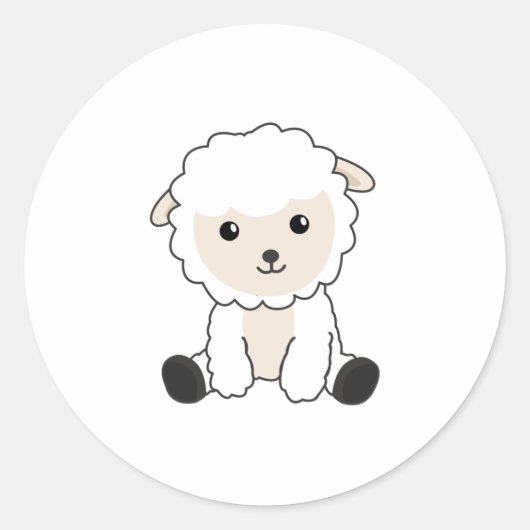 Schapenwol Funny Animals Baby Lamb Ronde Sticker (Voorkant)