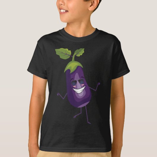schar aubergine dansen dabbing aubergine fruit t-shirt (Voorkant)