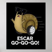 Schar-go-go Funny French Snail Pun Dark BG Poster (Voorkant)