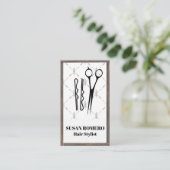 Scharen en haarspelden | Houten trim Boho stijl Afsprakenkaartje (Staand voorkant)