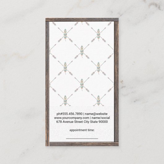 Scharen en haarspelden | Houten trim Boho stijl Afsprakenkaartje (Achterkant)