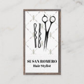 Scharen en haarspelden | Houten trim Boho stijl Afsprakenkaartje (Voorkant)