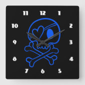 Scharen en kruisbeenderen vierkante klok (Voorkant)