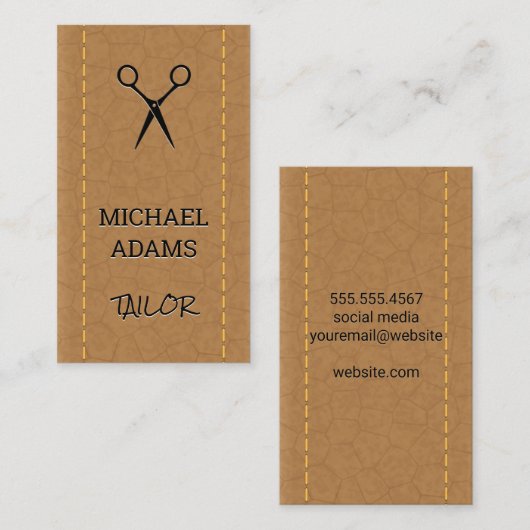 scharen | Tailing | Gesitteerd leder Visitekaartje (Voorkant / Achterkant)