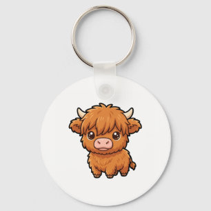 Scharige Baby Highland Koe Sleutelhanger