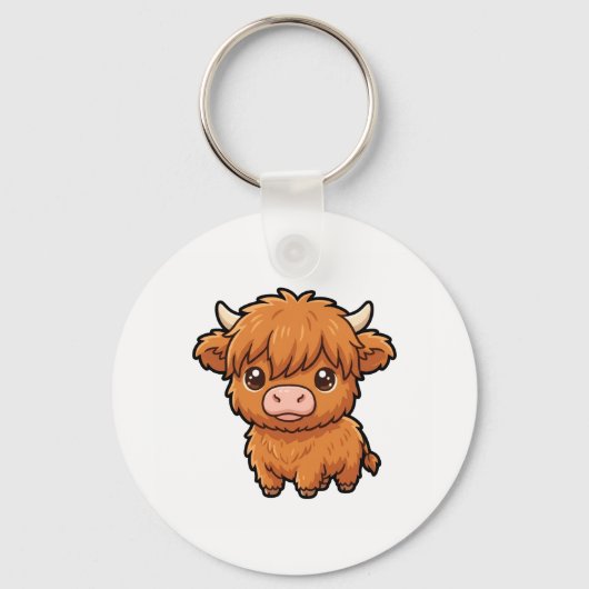 Scharige Baby Highland Koe Sleutelhanger (Voorkant)