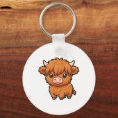 Scharige Baby Highland Koe Sleutelhanger (Voorkant)