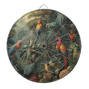 Scharlaken Ara Overvloed en Gouden Ananas Dartbord