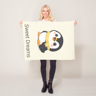 Scharlaken Chibi Pinguïn Sjaal Persoonlijke Babyde Fleece Deken
