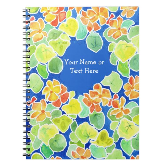 Scharlaken en geel Nasturtiums spiraalvormig Notit Notitieboek (Voorkant)