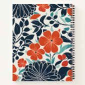 Scharlaken en zwart Modern Floral Notitieboek (Achterkant)