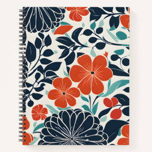 Scharlaken en zwart Modern Floral Notitieboek