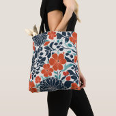 Scharlaken en zwart Modern Floral Tas (Dichtbij)