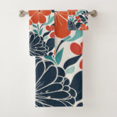 Scharlaken en zwart Modern Floral Tas Bad Handdoek (Insitu)