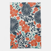 Scharlaken en zwart Modern Floral Theedoek (Verticaal)