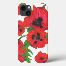Scharlaken en zwarte oosterse papaver op wit Case-Mate iPhone case