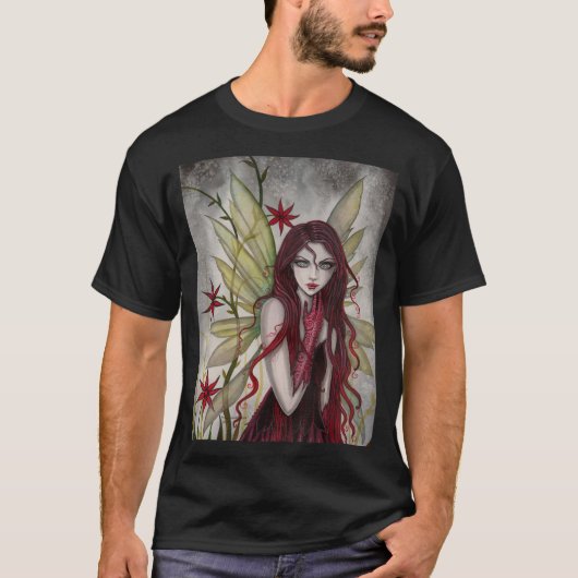 Scharlaken Fee Gotische Fantasie Kunst T-shirt (Voorkant)