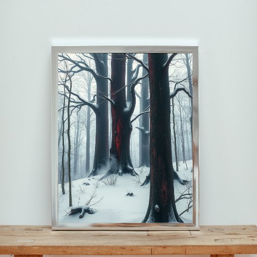 Scharlaken Fluisteringen in het Winterbos Poster