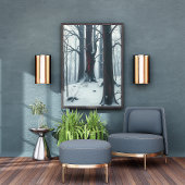 Scharlaken Fluisteringen in het Winterbos Poster