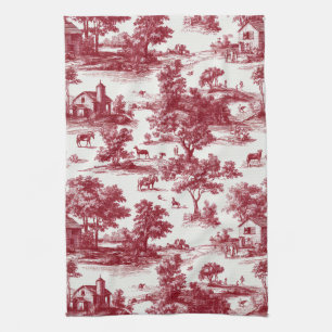 Scharlaken Frans Land Toile Patroon Theedoek