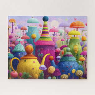 Scharlaken Gebreide Fantasie Whimsische Surrealist Legpuzzel
