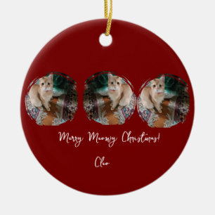 Scharlaken kat, Foto Tekst Aanpassen , Meowy Kerst Keramisch Ornament