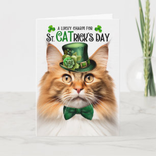 Scharlaken Noorse Boskat St CATrick's Day Feestdagen Kaart