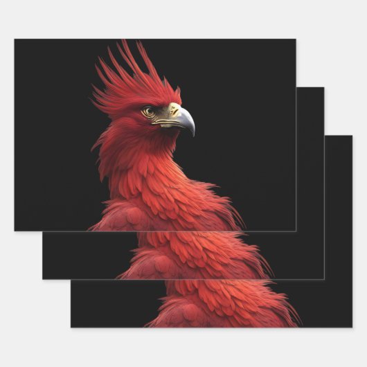 Scharlaken Phoenix Zit Trots Inpakpapier Vel (Set)