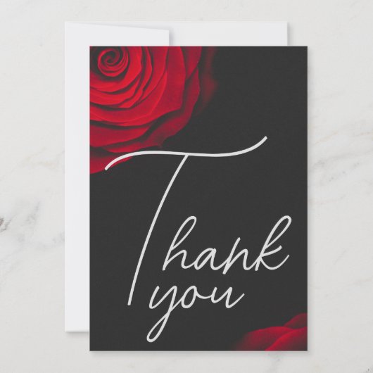 scharlaken rode roos bloemblaadje bruiloft bedankkaart (Achterkant)